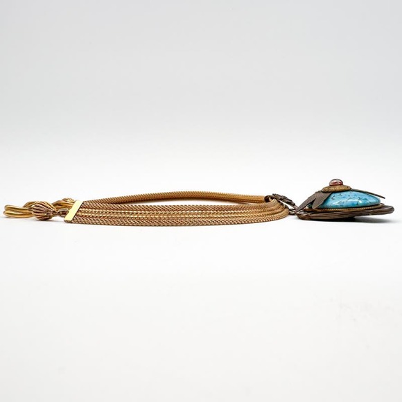 Patrice Art Nouveau Style Dragonfly Necklace Faux Turquoise Dragon's-Breath Opal - Picture 8 of 12